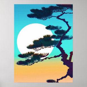 Cypress Tree en Volle Maan Poster