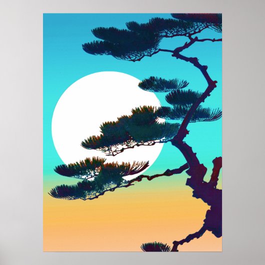 Cypress Tree en Volle Maan Poster (Voorkant)