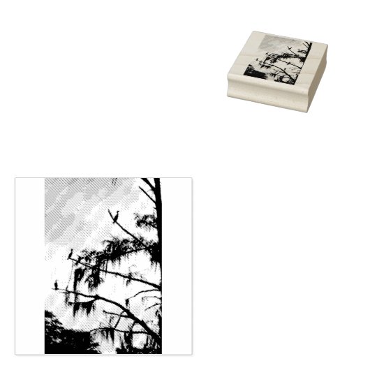 Cypress Tree Vogels Rubber Stamp Rubberstempel (Gestempeld)