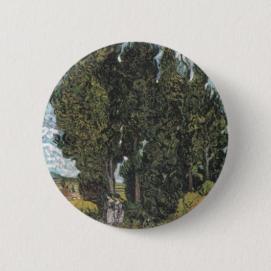 Cypress Trees van Van Gogh Ronde Button 5,7 Cm (Voorkant)
