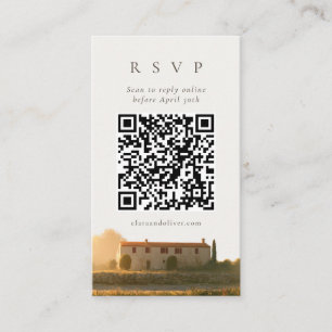 Cypress Tuscan Boerderij Huwelijks QR Code RSVP Ka Informatiekaartje