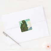 Cypresse landschapskunst Vincent Van Gogh scrapboo Vierkante Sticker (Envelop)