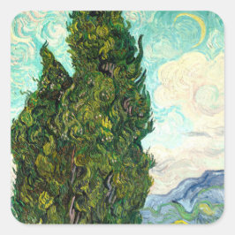 Cypresse landschapskunst Vincent Van Gogh scrapboo Vierkante Sticker