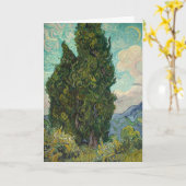 Cypressen van Van Gogh: Blank Kaart (Gele Bloem)