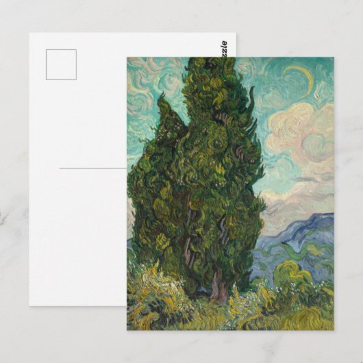 Cypressen van Van Gogh: Briefkaart (Voorkant / Achterkant)