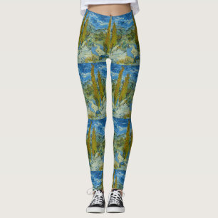 Cypressen van Vincent van Gogh - Draaiende blauwe Leggings