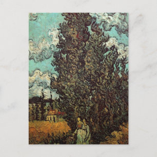Cypresses en Two Women door Vincent van Gogh Briefkaart