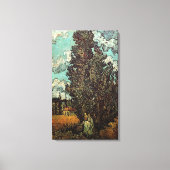 Cypresses en Two Women door Vincent van Gogh Canvas Afdruk (Voorkant)