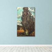 Cypresses en Two Women door Vincent van Gogh Canvas Afdruk (Insitu (Houten vloer))