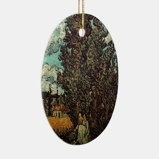 Cypresses en Two Women door Vincent van Gogh Keramisch Ornament (Rechts)