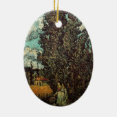 Cypresses en Two Women door Vincent van Gogh Keramisch Ornament (Achterkant)