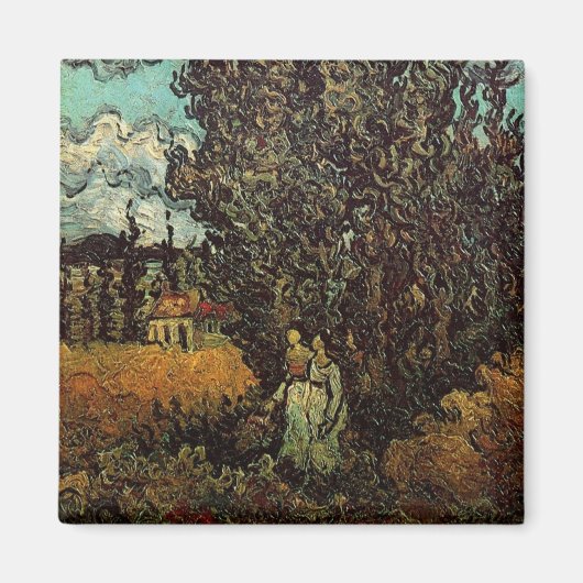 Cypresses en Two Women door Vincent van Gogh Magneet (Voorkant)