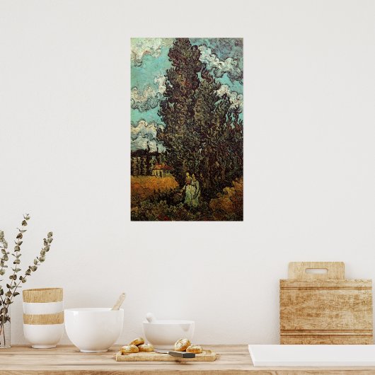 Cypresses en Two Women door Vincent van Gogh Poster (Keuken)