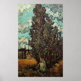 Cypresses en Two Women door Vincent van Gogh Poster