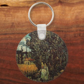 Cypresses en Two Women door Vincent van Gogh Sleutelhanger (Voorkant)