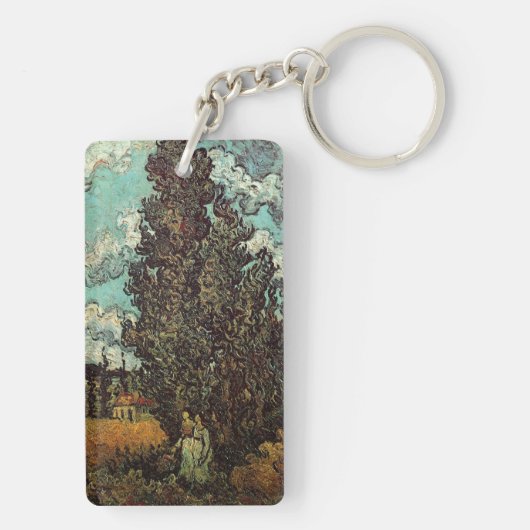 Cypresses en Two Women door Vincent van Gogh Sleutelhanger (achterkant)