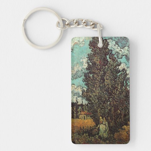 Cypresses en Two Women door Vincent van Gogh Sleutelhanger (Voorkant)