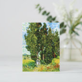 Cypresses met twee dames Van Gogh Fine Art Briefkaart (Staand voorkant)