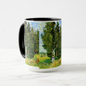Cypresses met twee dames Van Gogh Fine Art Mok (Voorkant links)
