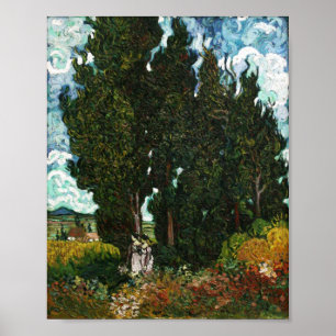 Cypresses met Two Women, Vincent van Gogh Poster