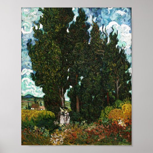 Cypresses met Two Women, Vincent van Gogh Poster (Voorkant)