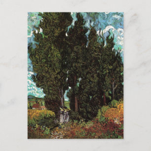 Cypresses met Vrouw Figures van Vincent van Gogh Briefkaart