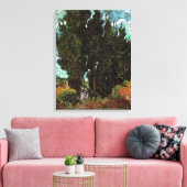 Cypresses met Vrouw Figures van Vincent van Gogh Canvas Afdruk (Insitu (Woonkamer))