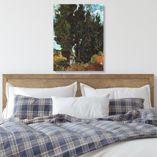 Cypresses met Vrouw Figures van Vincent van Gogh Canvas Afdruk (Insitu (Slaapkamer))