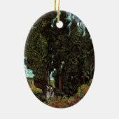 Cypresses met Vrouw Figures van Vincent van Gogh Keramisch Ornament (Achterkant)