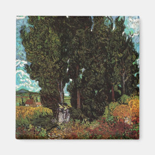 Cypresses met Vrouw Figures van Vincent van Gogh Magneet