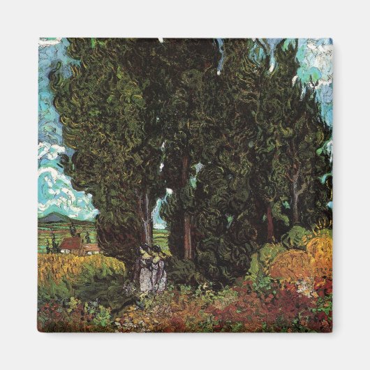 Cypresses met Vrouw Figures van Vincent van Gogh Magneet (Voorkant)