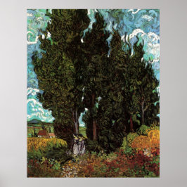Cypresses met Vrouw Figures van Vincent van Gogh Poster