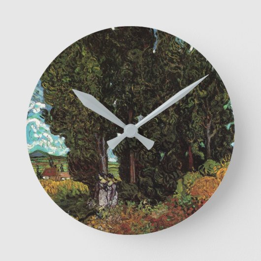 Cypresses met Vrouw Figures van Vincent van Gogh Ronde Klok (Voorkant)