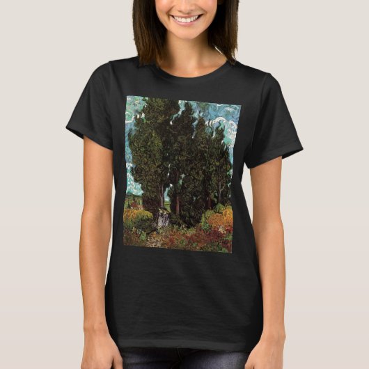 Cypresses met Vrouw Figures van Vincent van Gogh T-shirt (Voorkant)