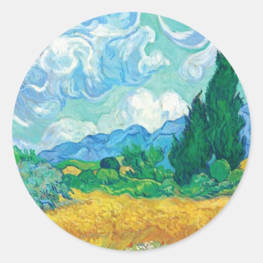Cypresses Ronde Sticker (Voorkant)