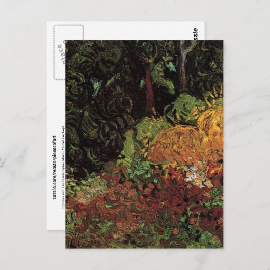 Cypresses, twee Vrouwen figuren, Vincent Van Gogh Briefkaart (Voorkant / Achterkant)