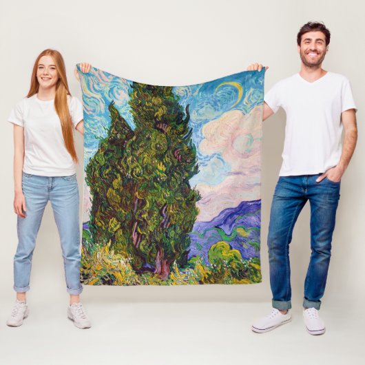 Cypresses, Van Gogh Fleece Deken (In situ)