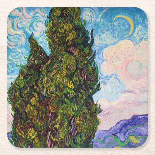 Cypresses, Van Gogh Kartonnen Onderzetters (Voorkant)
