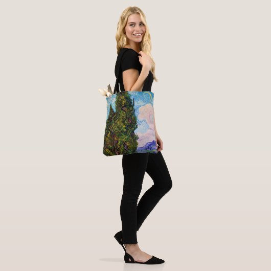 Cypresses, Van Gogh Tote Bag (Op model)