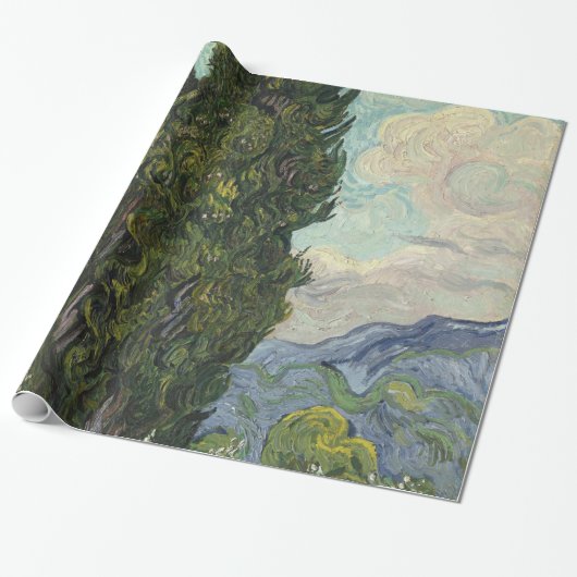 Cypresses van het schilderen van Van Gogh Kunst Cadeaupapier (Uitgerold)