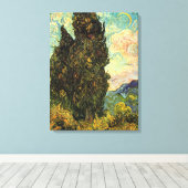 Cypresses van Vincent van Gogh Canvas Afdruk (Insitu (Houten vloer))