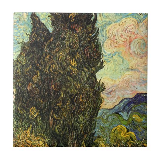 Cypresses van Vincent van Gogh Tegeltje (Voorkant)