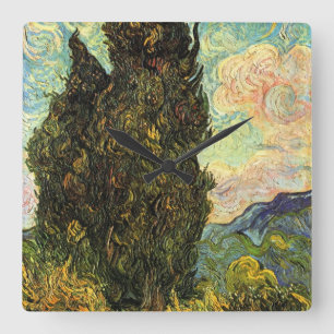 Cypresses van Vincent van Gogh Vierkante Klok