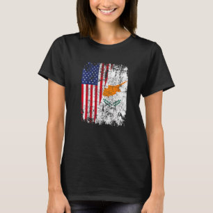 CYPRIOTE ROOTS Half Amerikaanse vlag VS CYPRUS VLA T-shirt