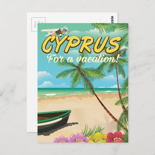 Cypriotische  strandreisposter briefkaart (Voorkant / Achterkant)