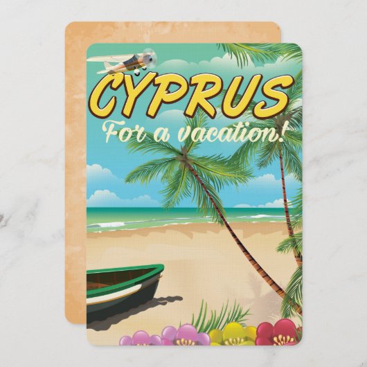 Cypriotische  strandreisposter kaart (Voorkant / Achterkant)