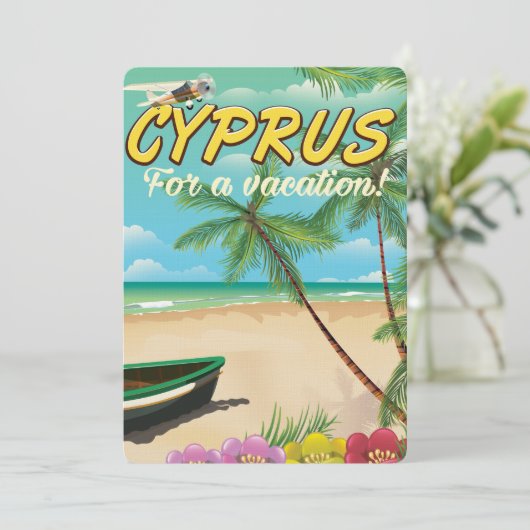 Cypriotische  strandreisposter kaart (Staand voorkant)