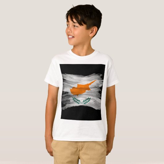 Cypriotische vlag borstelslag, nationale vlag t-shirt (Voorkant volledig)