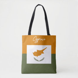 Cypriotische vlag en gekleurde achtergrond tote bag