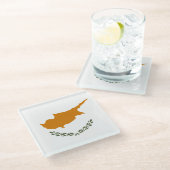 Cypriotische vlag glazen onderzetter (Schuin)